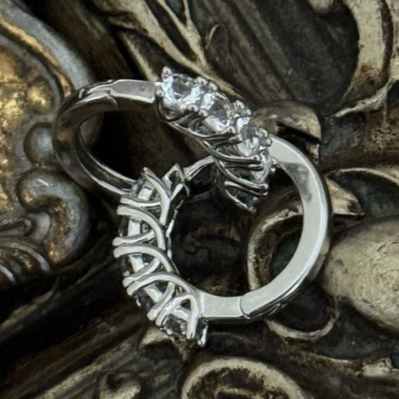 CATE & CHLOE • Silver Bethany Hoop Swarovski Crystal Huggies Earrings - Picture 3 of 3